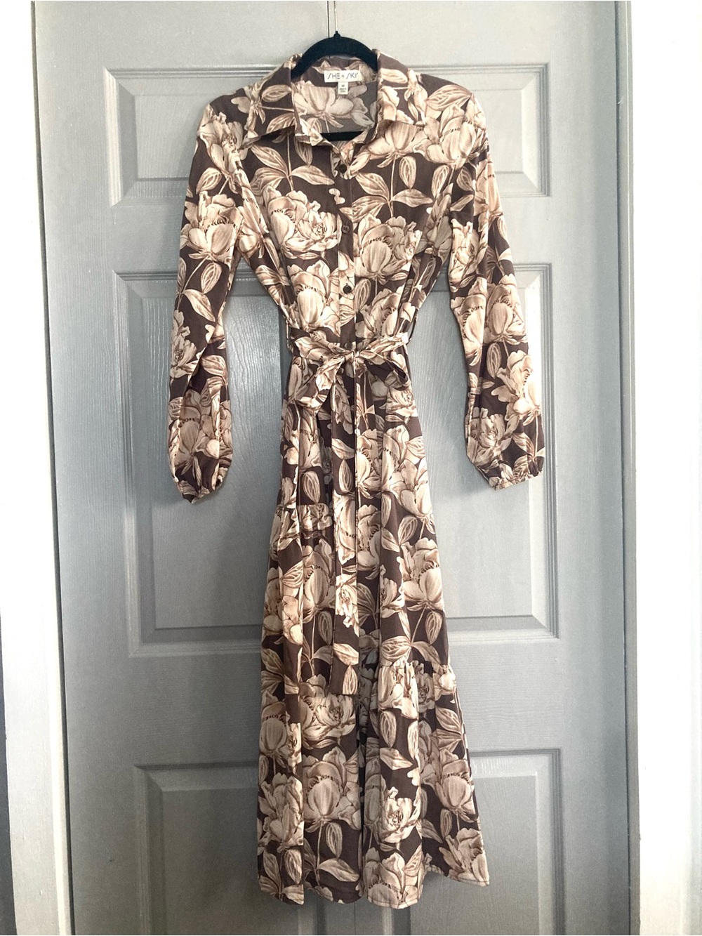 Floral button down midi dress